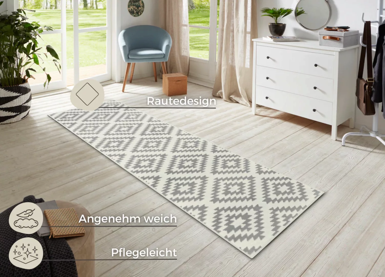 HANSE Home Läufer »Nordic«, rechteckig, 9 mm Höhe, Kurzflor, Raute, Teppich günstig online kaufen