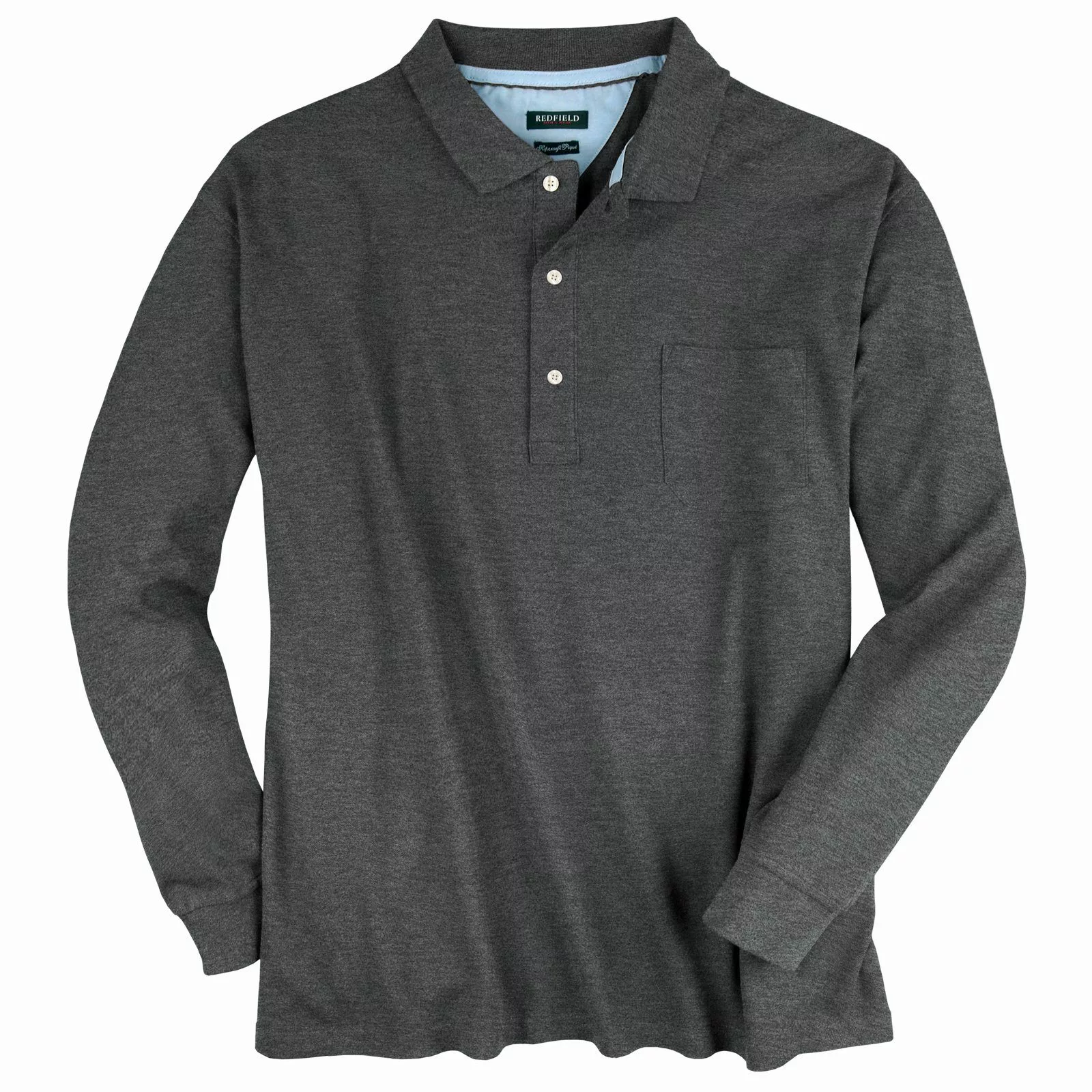 redfield Langarm-Poloshirt Redfield Langarm-Poloshirt anthrazit melange günstig online kaufen