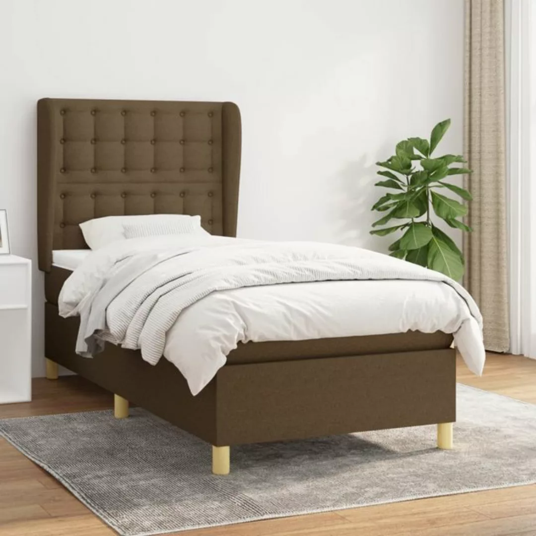 vidaXL Bett Boxspringbett mit Matratze Dunkelbraun 80x200 cm Stoff günstig online kaufen