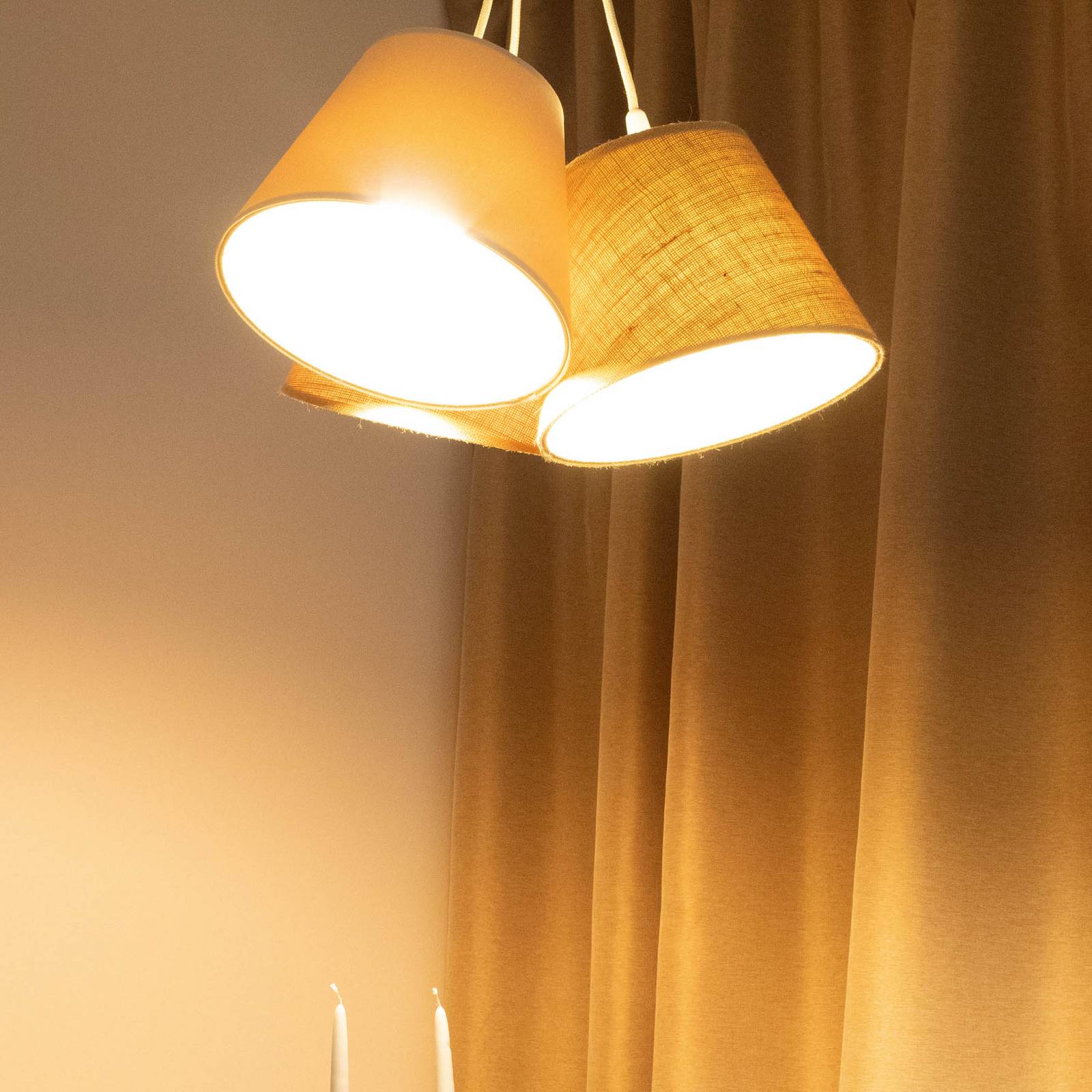 Hängeleuchte Boho, 3-flammig, creme/beige, Jute günstig online kaufen