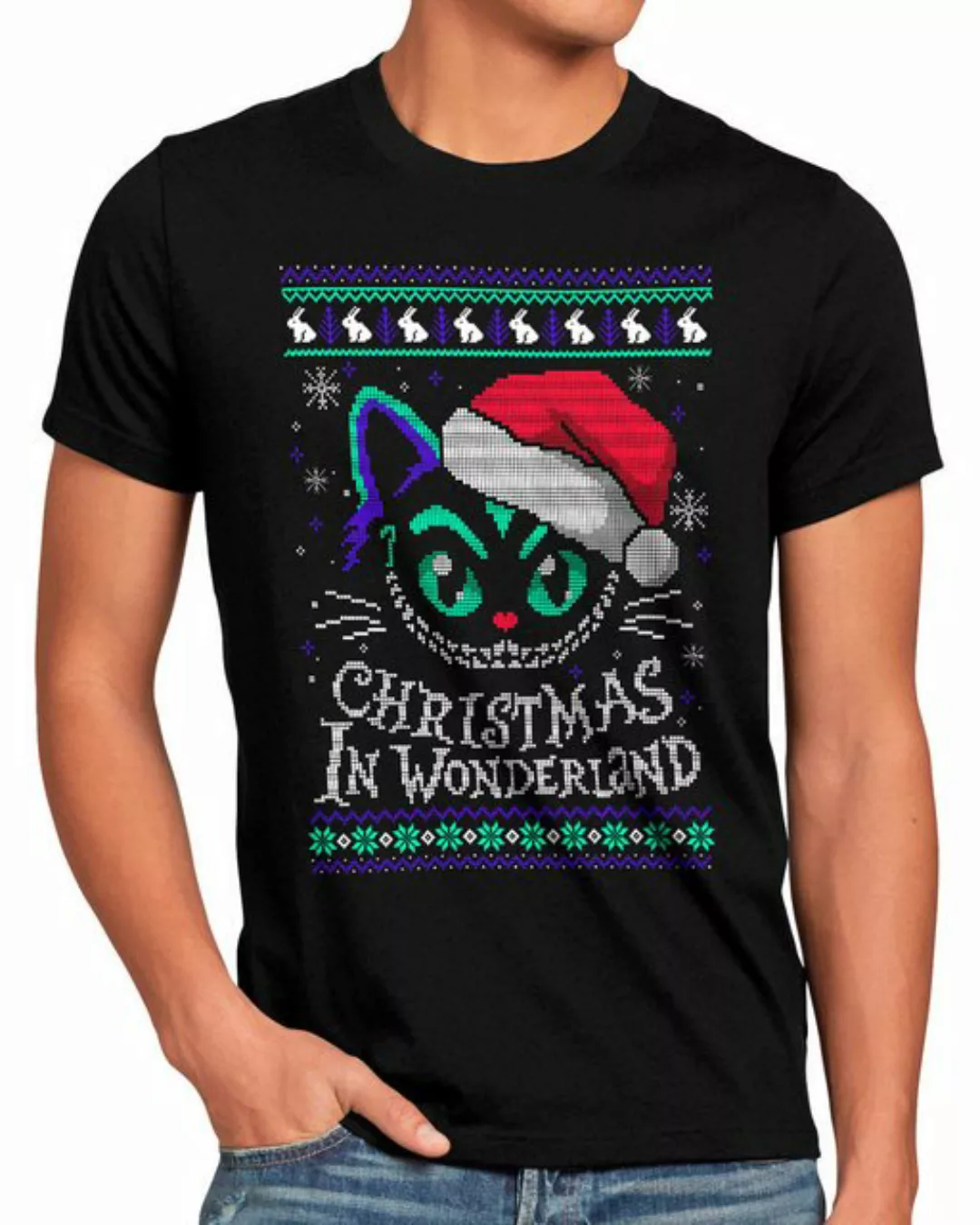 style3 T-Shirt Weihnachten Wunderland alice im wunderland ugly sweater xmas günstig online kaufen