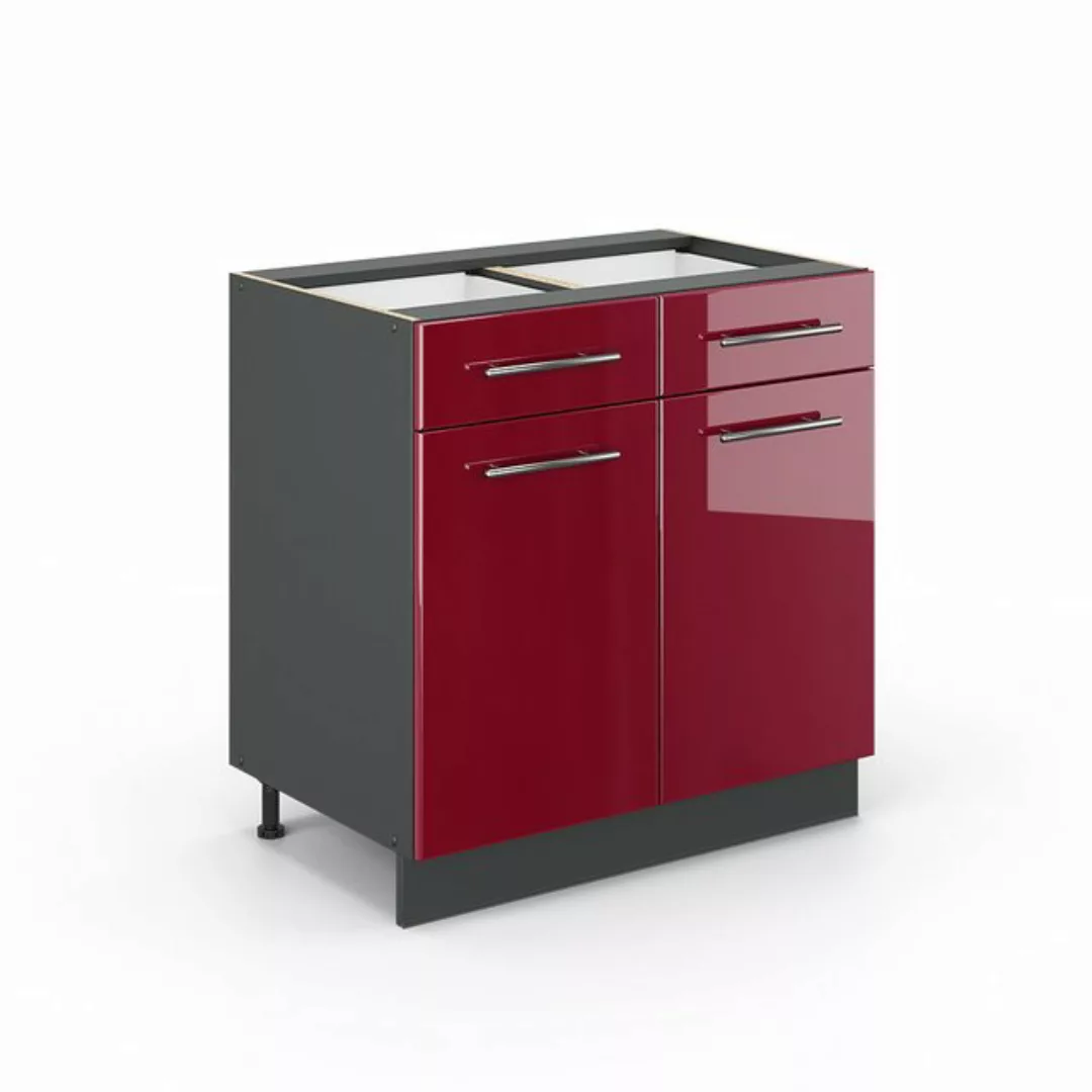 Vicco Unterschrank Fame-Line, Bordeaux Hochglanz/Anthrazit, 80 cm, AP Eiche günstig online kaufen