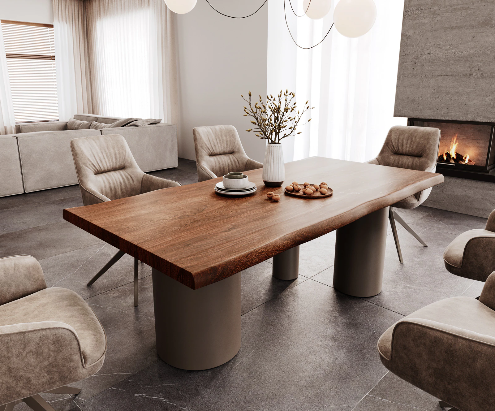 Esstisch Edge 200x100 XL Akazie Braun Troa Metall Effektfinish Titan Live-E günstig online kaufen
