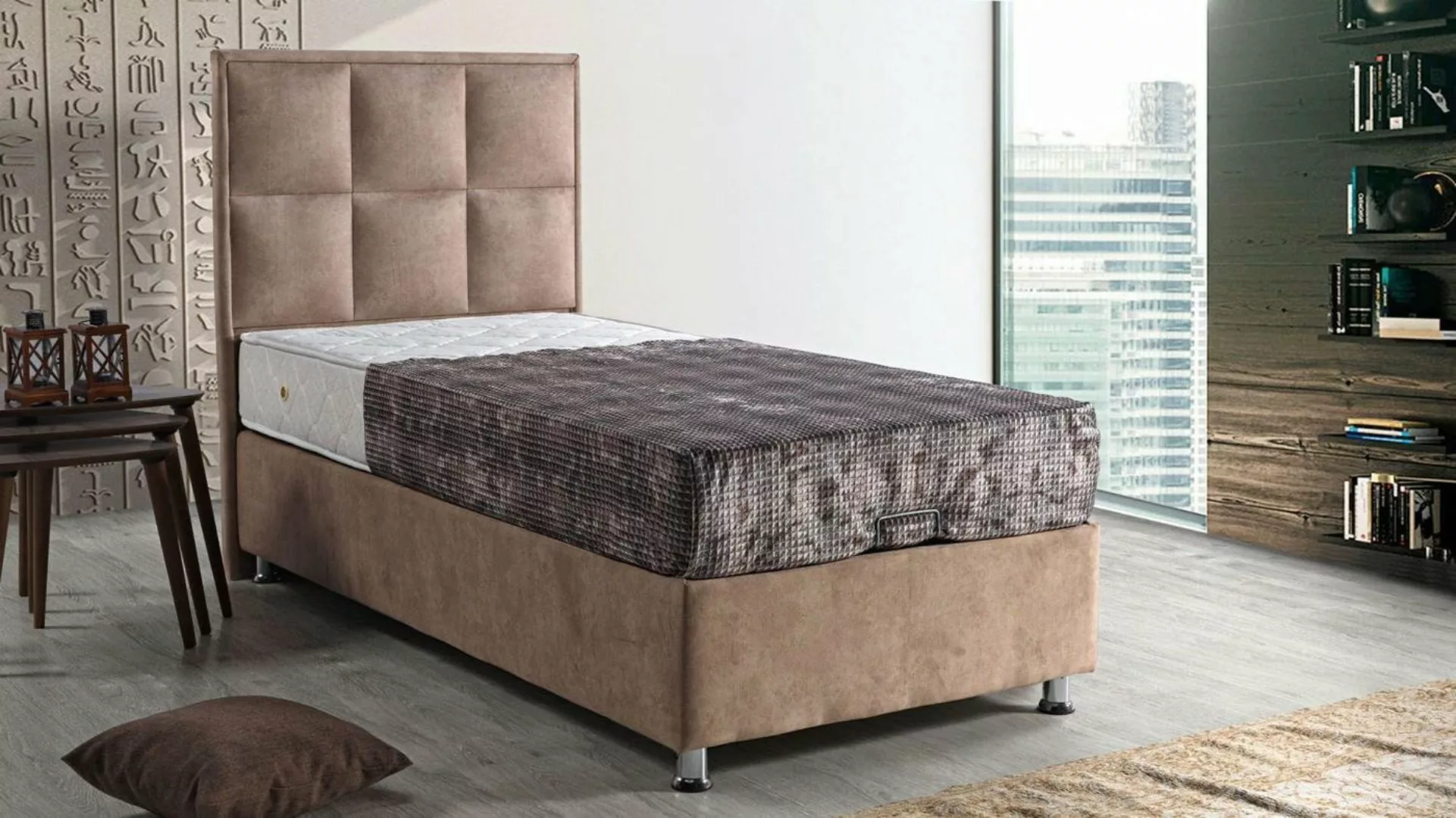 JVmoebel Bett Bett Design Betten Luxus Polster Schlafzimmer Möbel Modern 90 günstig online kaufen