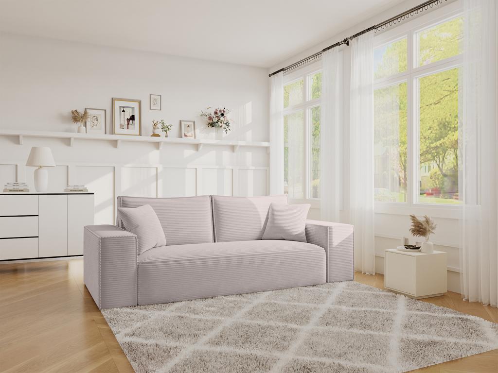 Schlafsofa mit Matratze 4-Sitzer - Cord - Beige - Liegefläche 160 cm - Matr günstig online kaufen