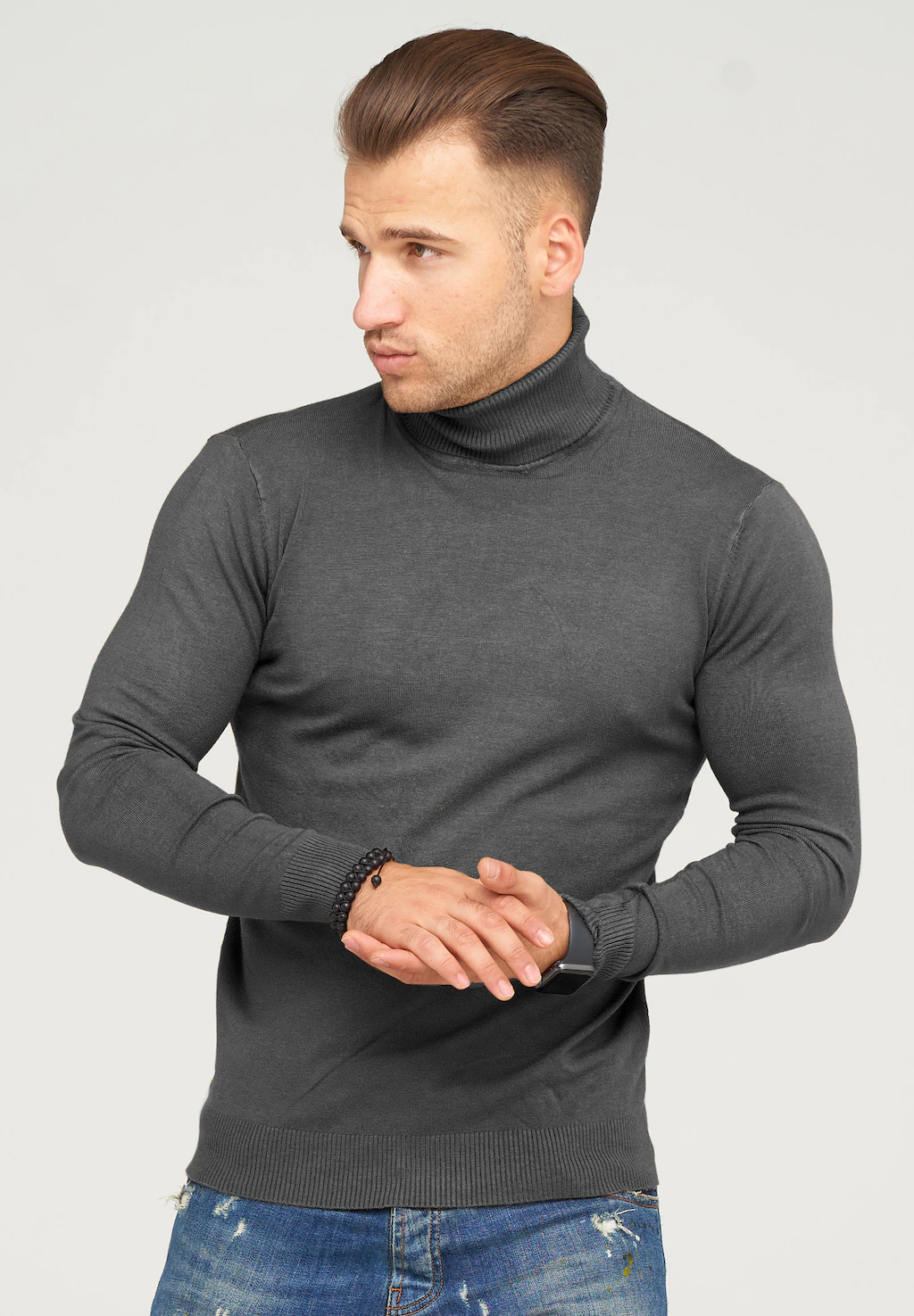 behype Rollkragenpullover "TIBERIUS", im modischen Slim Fit-Schnitt günstig online kaufen