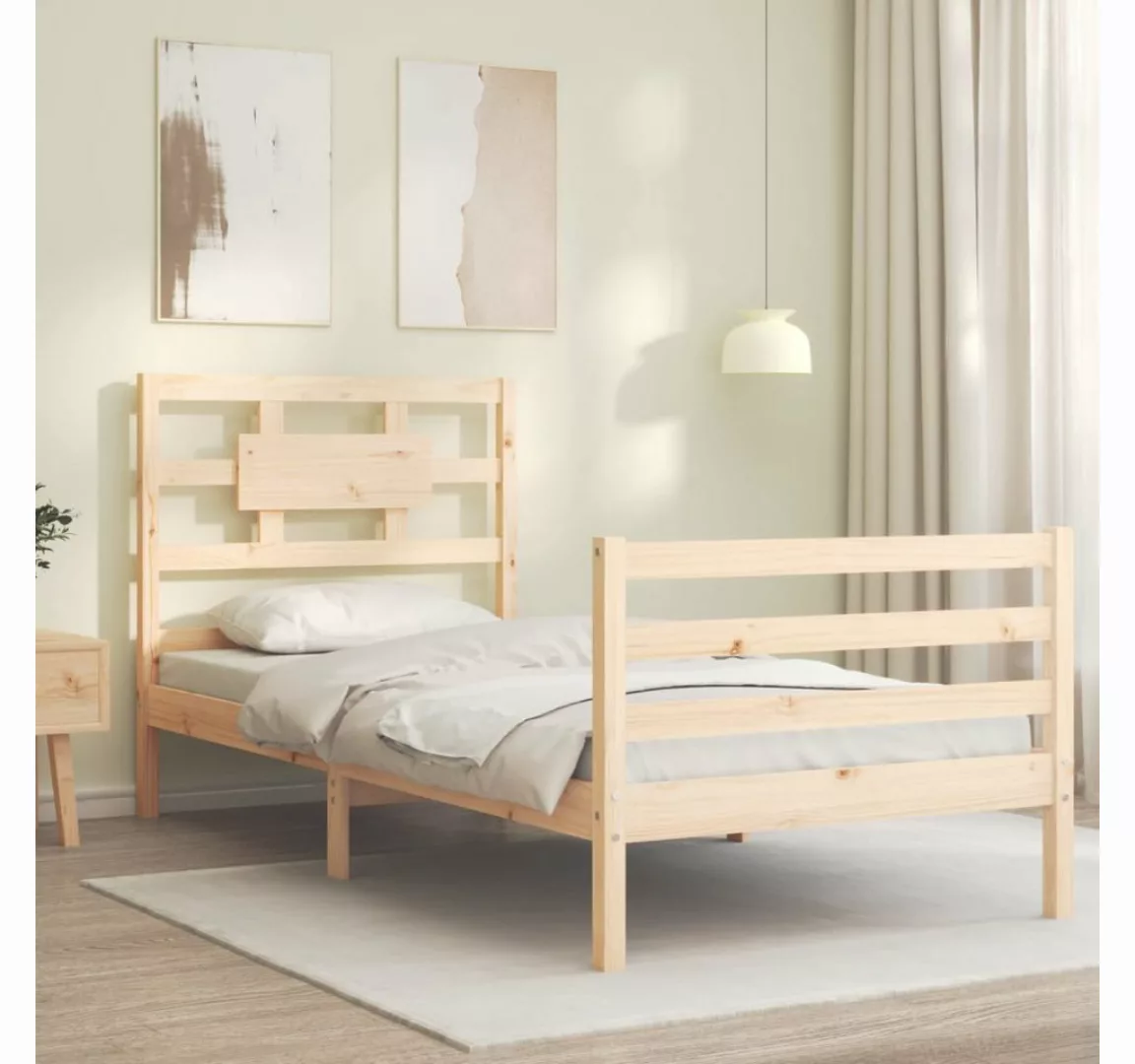 vidaXL Bett Massivholzbett mit Kopfteil 90x200 cm günstig online kaufen