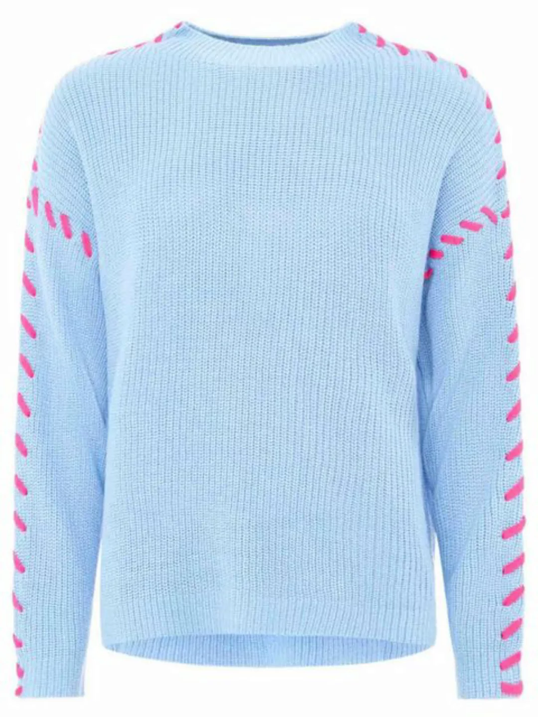 Zwillingsherz Strickpullover Pullover Stiching Blau günstig online kaufen