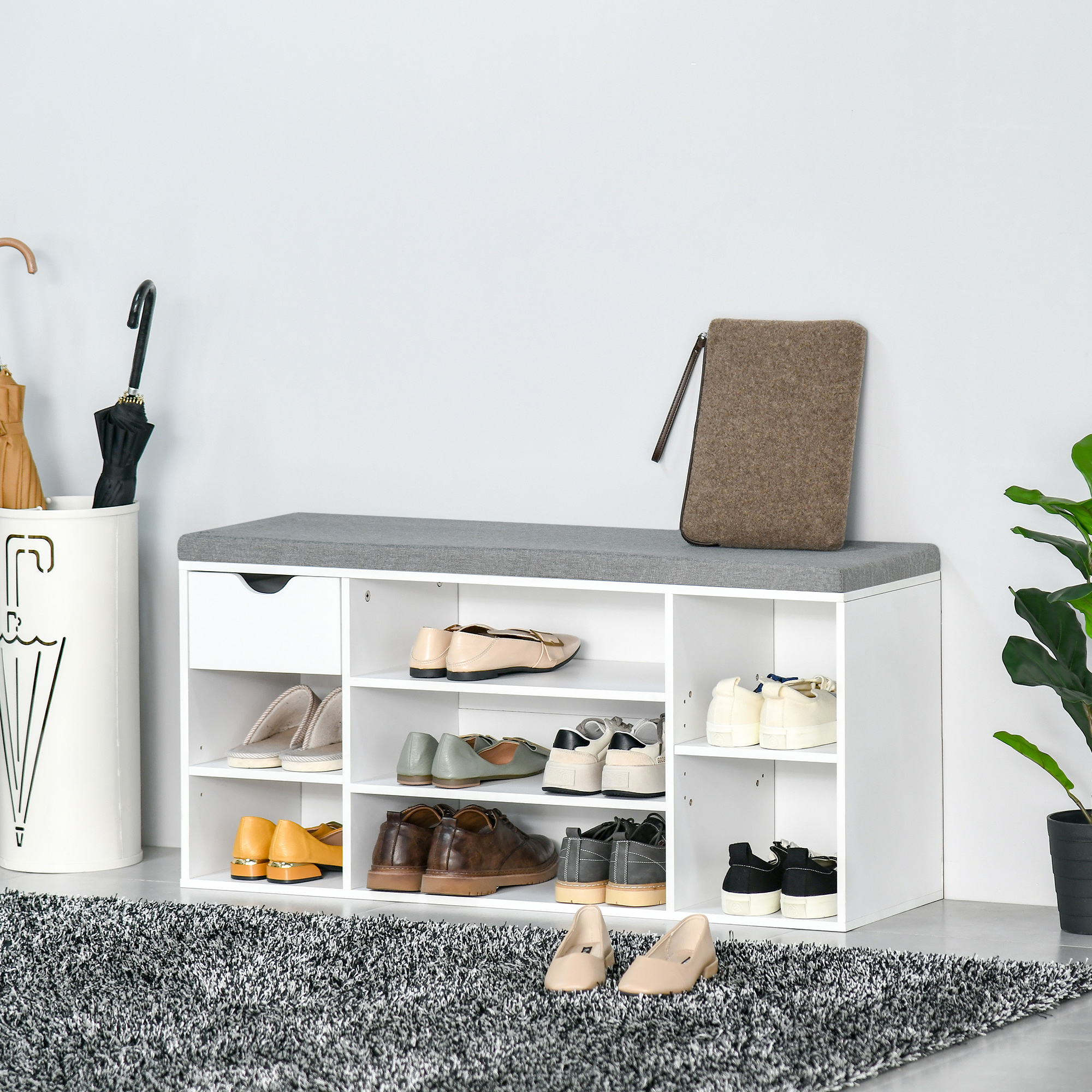 HOMCOM Schuhbank Eingangsbereich Sitzbank mit Ablagen Kissen Schublade vers günstig online kaufen