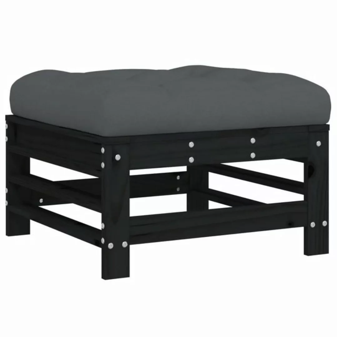 vidaXL Sofaelement Gartenhocker mit Kissen Schwarz Massivholz Kiefer (1 St) günstig online kaufen