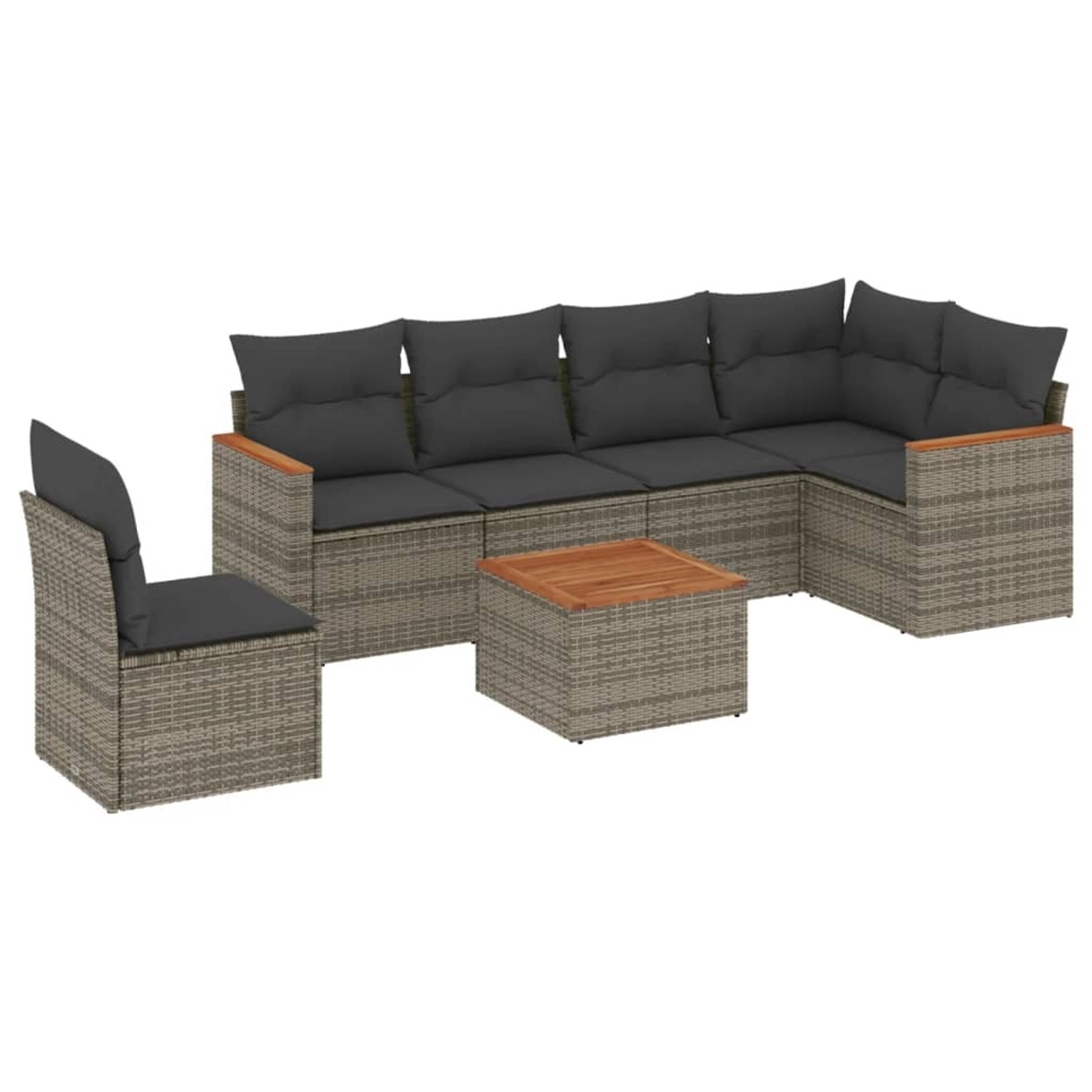 vidaXL 7-Tlg Garten-Sofagarnitur mit Kissen Grau Poly Rattan 3258427 günstig online kaufen