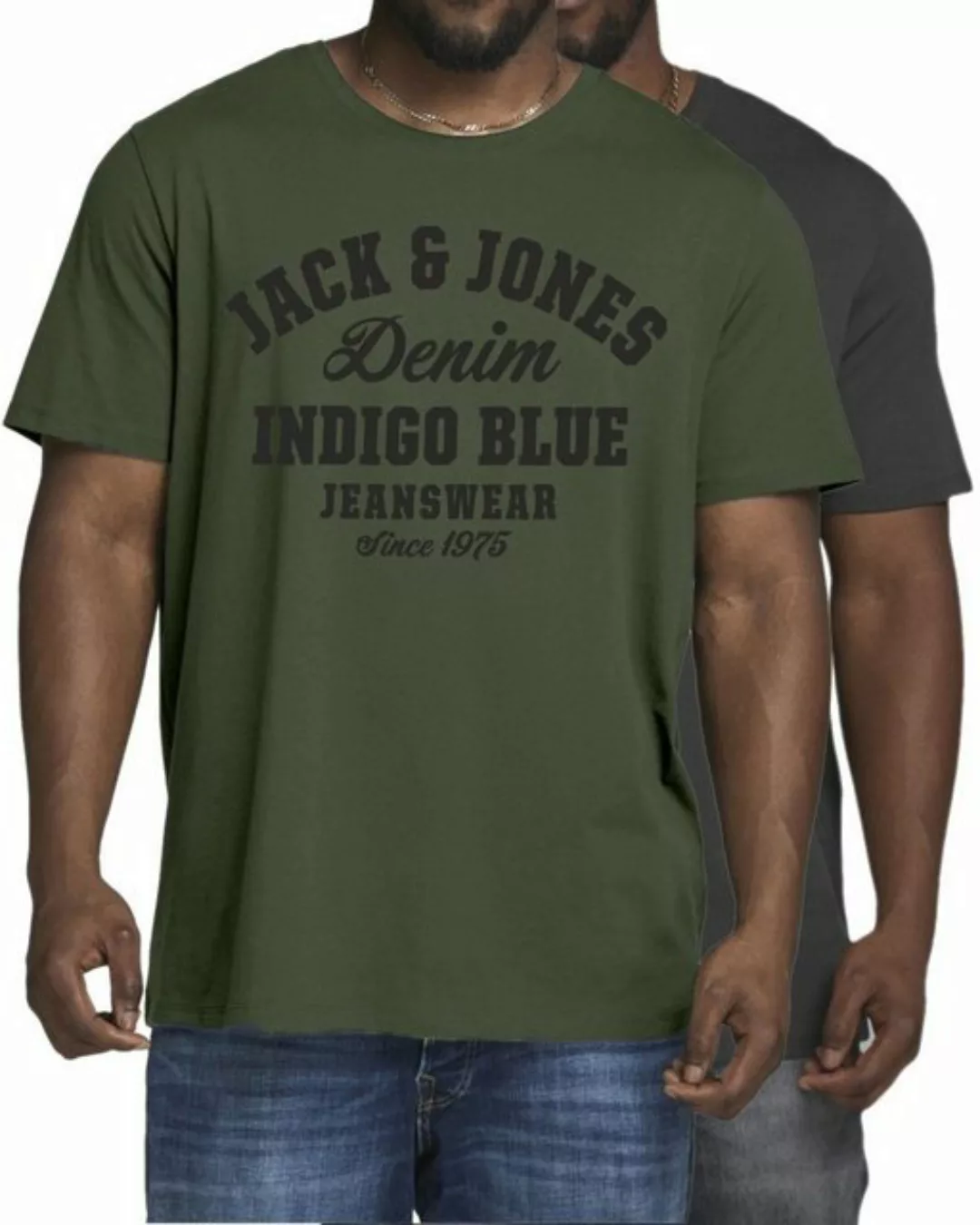Jack & Jones Print-Shirt (2er-Pack) in Unifarben, aus Baumwolle günstig online kaufen