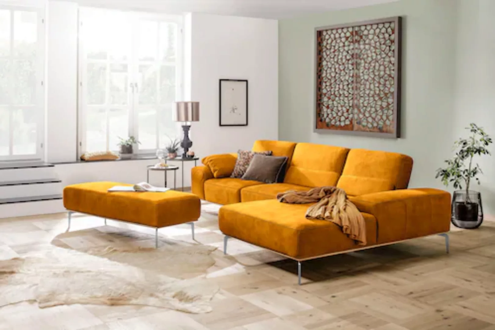 W.SCHILLIG Ecksofa run, mit elegantem Holzsockel, Füße in Chrom glänzend, B günstig online kaufen