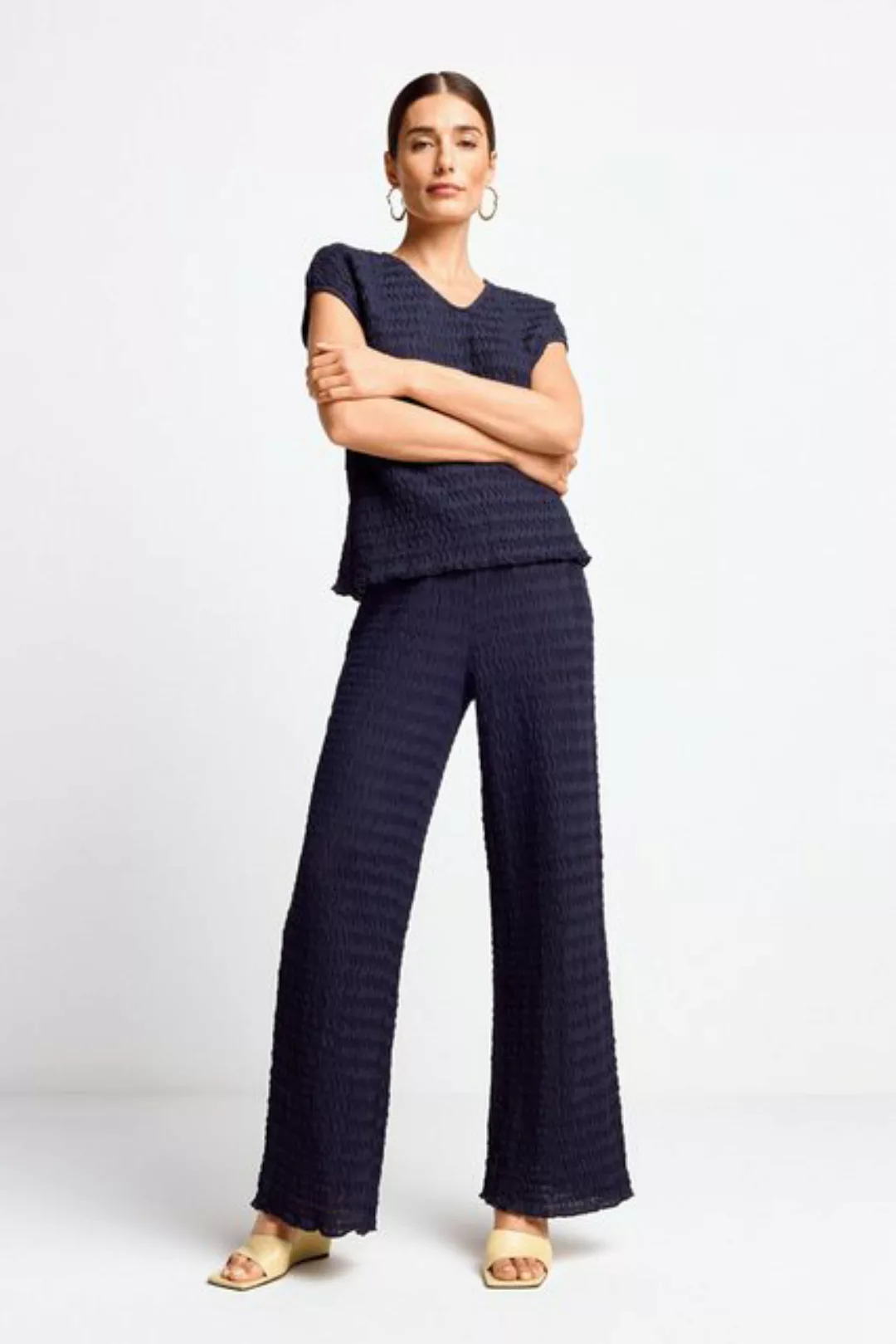 Rich & Royal Stoffhose Crinkled straight leg pants, midnight blue günstig online kaufen