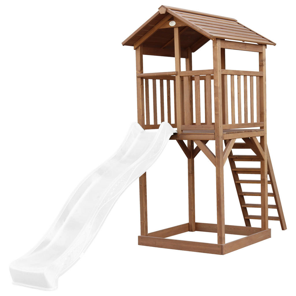 Axi Beach Tower Spielturm Braun - Weiß mit Grauer Rutsche 349 x 111 x 242 c günstig online kaufen