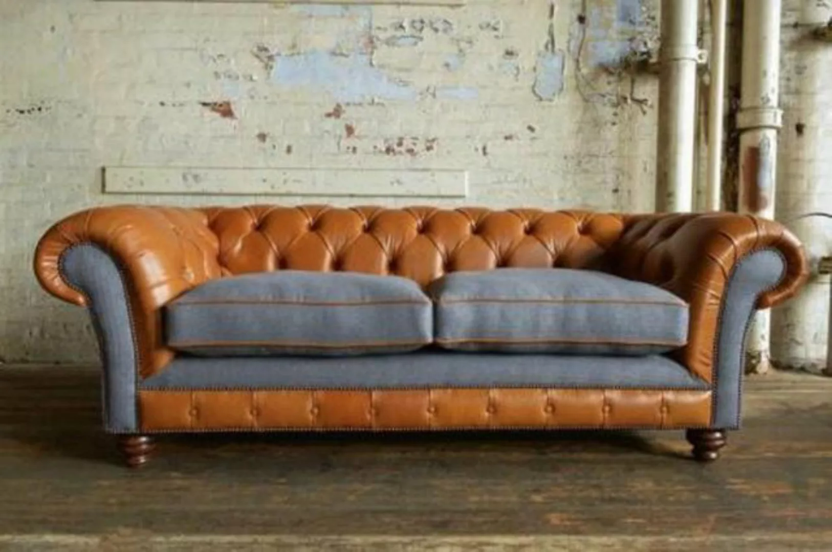 JVmoebel 3-Sitzer Sofa 3 Sitzer design Braun Chesterfield Polster Sitz Lede günstig online kaufen