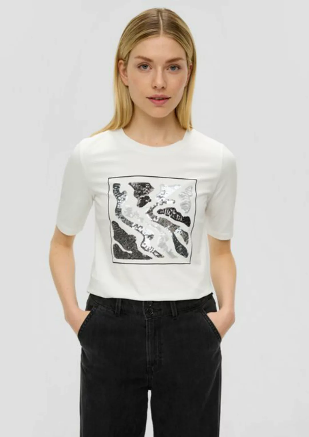s.Oliver Kurzarmshirt T-Shirt mit Pailletten-Detail Pailletten günstig online kaufen