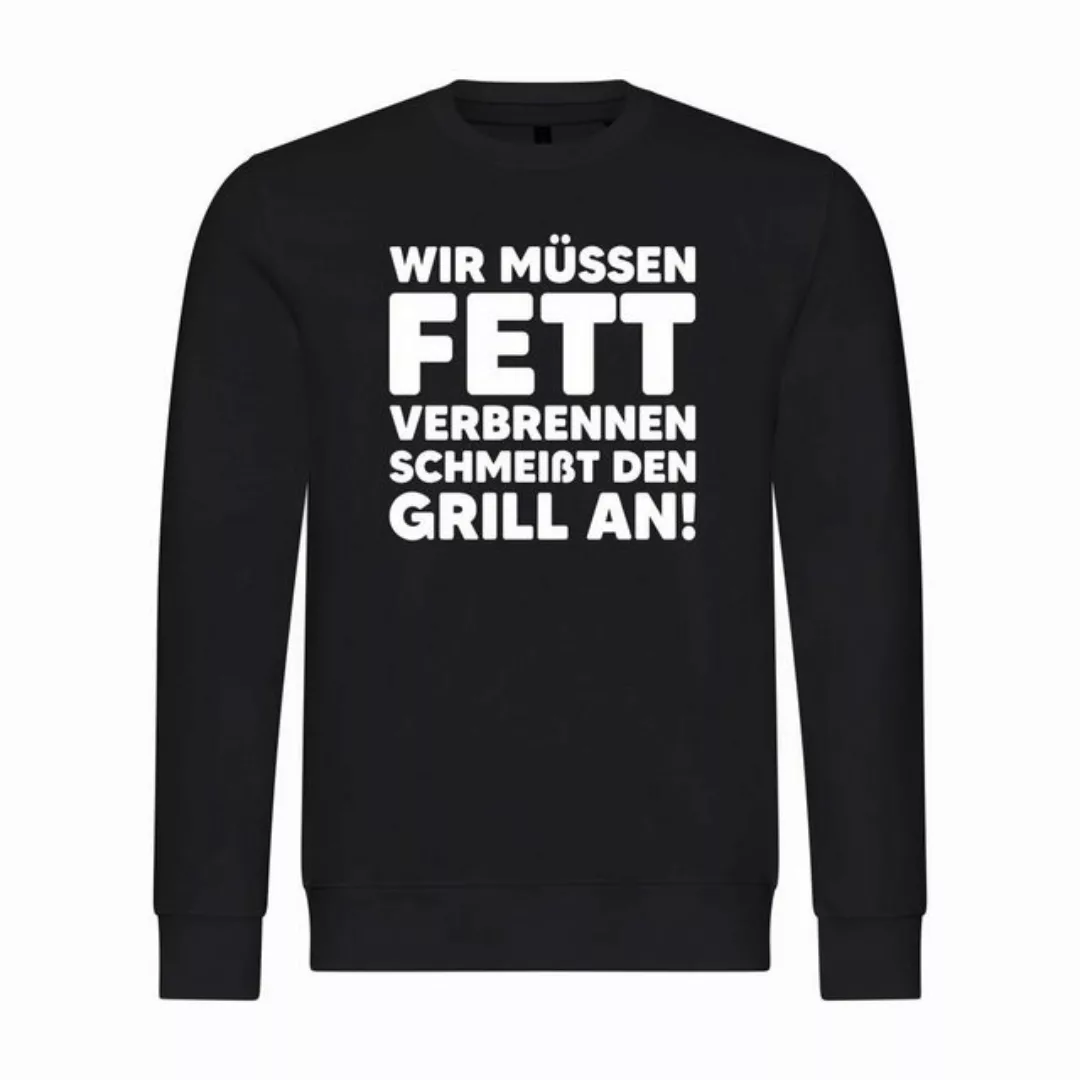 deinshirt Rundhalspullover Herren Pullover Wir müssen Fett verbrennen schme günstig online kaufen