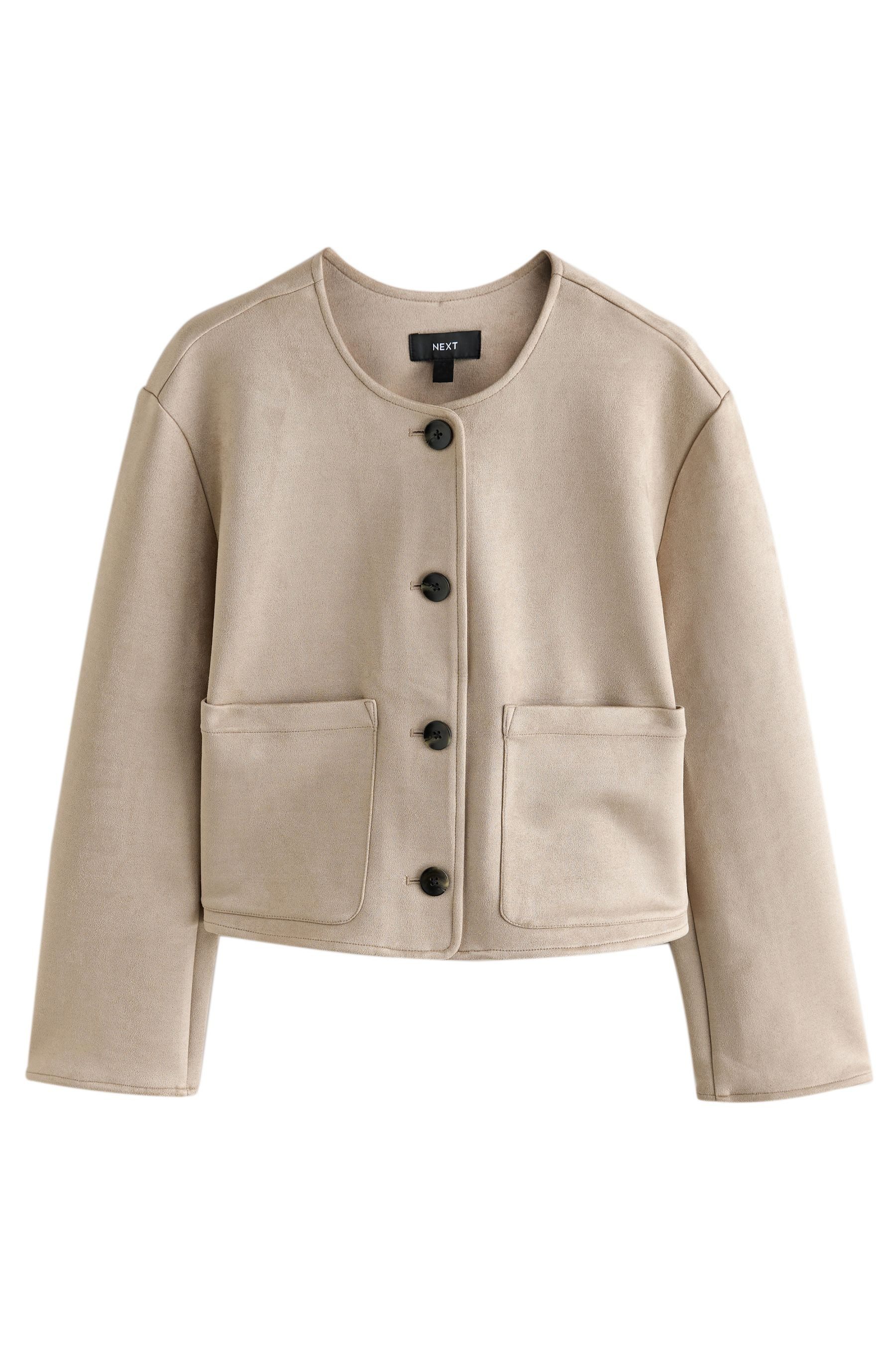 Next Outdoorjacke Kragenlose Jacke aus Veloursleder günstig online kaufen