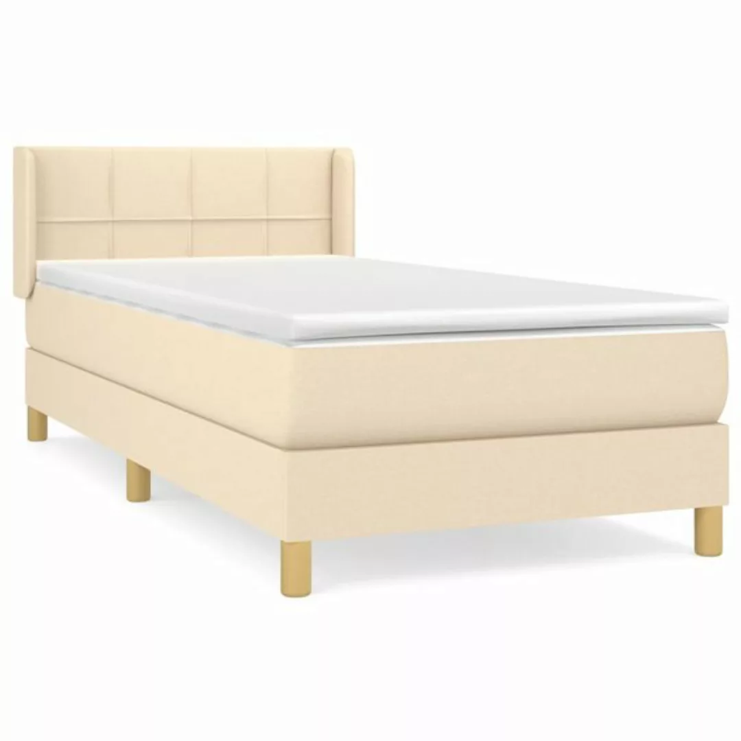 vidaXL Boxspringbett Boxspringbett mit Matratze Creme 90x200 cm Stoff Bett günstig online kaufen