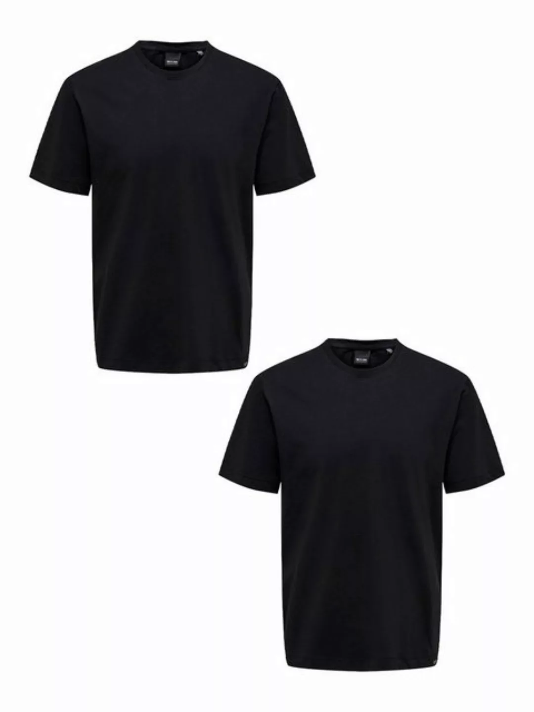ONLY & SONS T-Shirt T-Shirt 2er-Set Rundhals Kurzarm (1-tlg) 7642 in Schwar günstig online kaufen