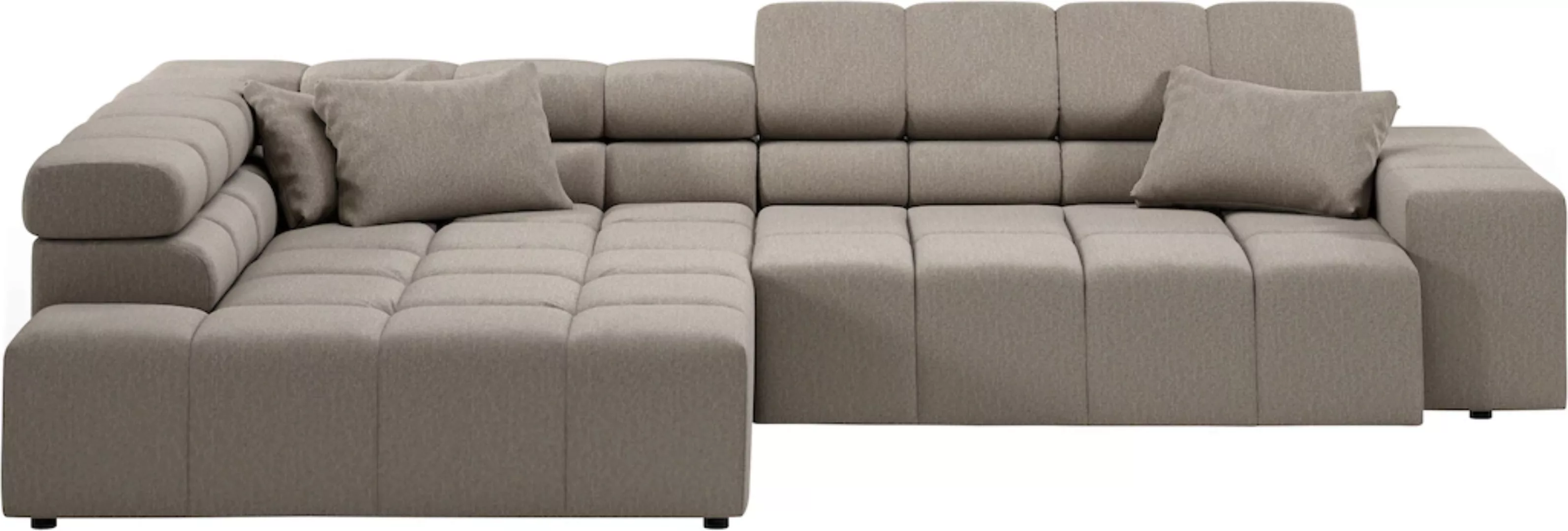 INOSIGN Ecksofa Ancona incl. Kopfteilverstellung, Zierkissen Breite 319cm, günstig online kaufen