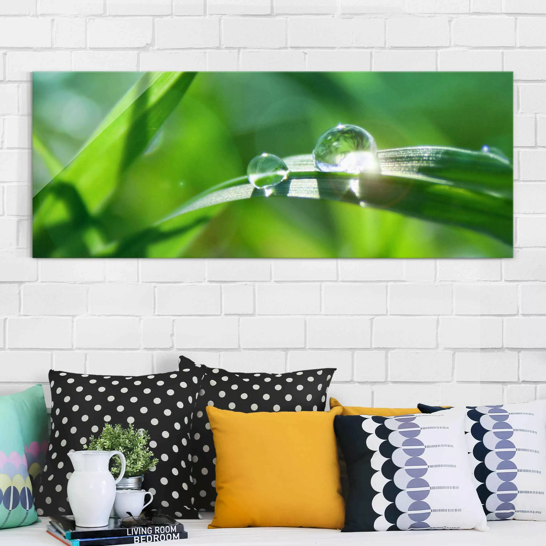 Glasbild Blumen - Panorama Green Ambiance II günstig online kaufen