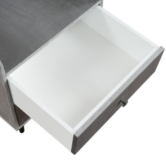 HAUSS SPLOE Polsterbett Nachttisch mit 2 Schubladen, Schallwand, Metallgrif günstig online kaufen