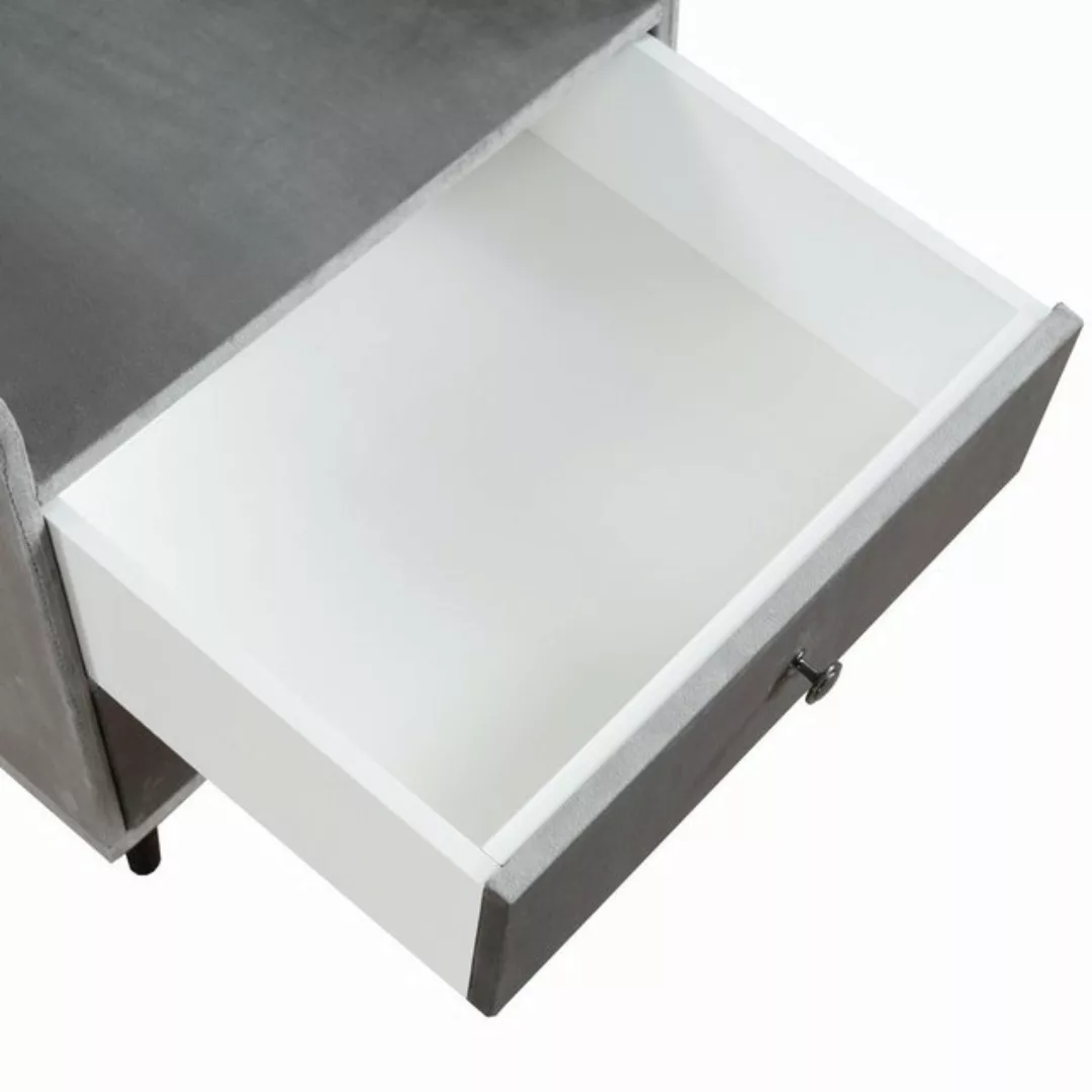 HAUSS SPLOE Polsterbett Nachttisch mit 2 Schubladen, Schallwand, Metallgrif günstig online kaufen