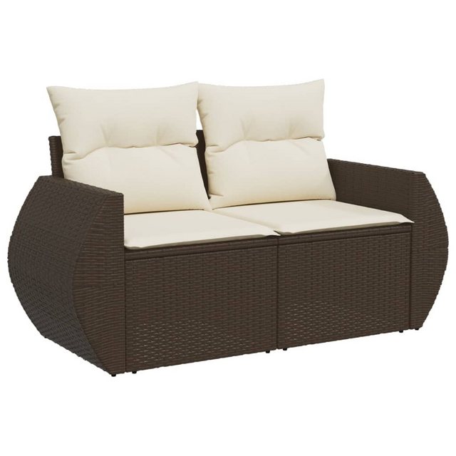 vidaXL Loungesofa Gartensofa mit Kissen 2-Sitzer Braun Poly Rattan, 1 Teile günstig online kaufen