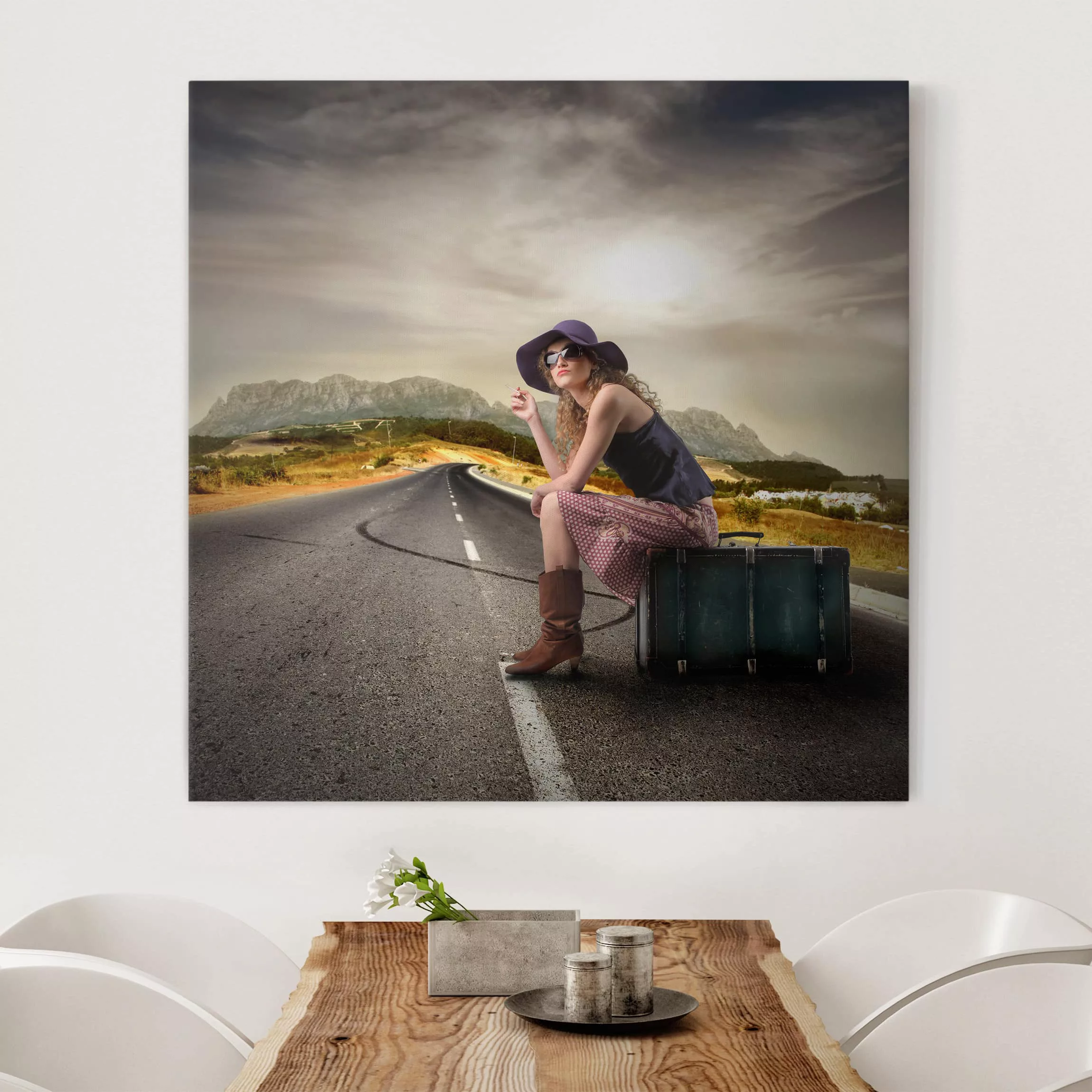 Leinwandbild Portrait - Quadrat On the Road günstig online kaufen