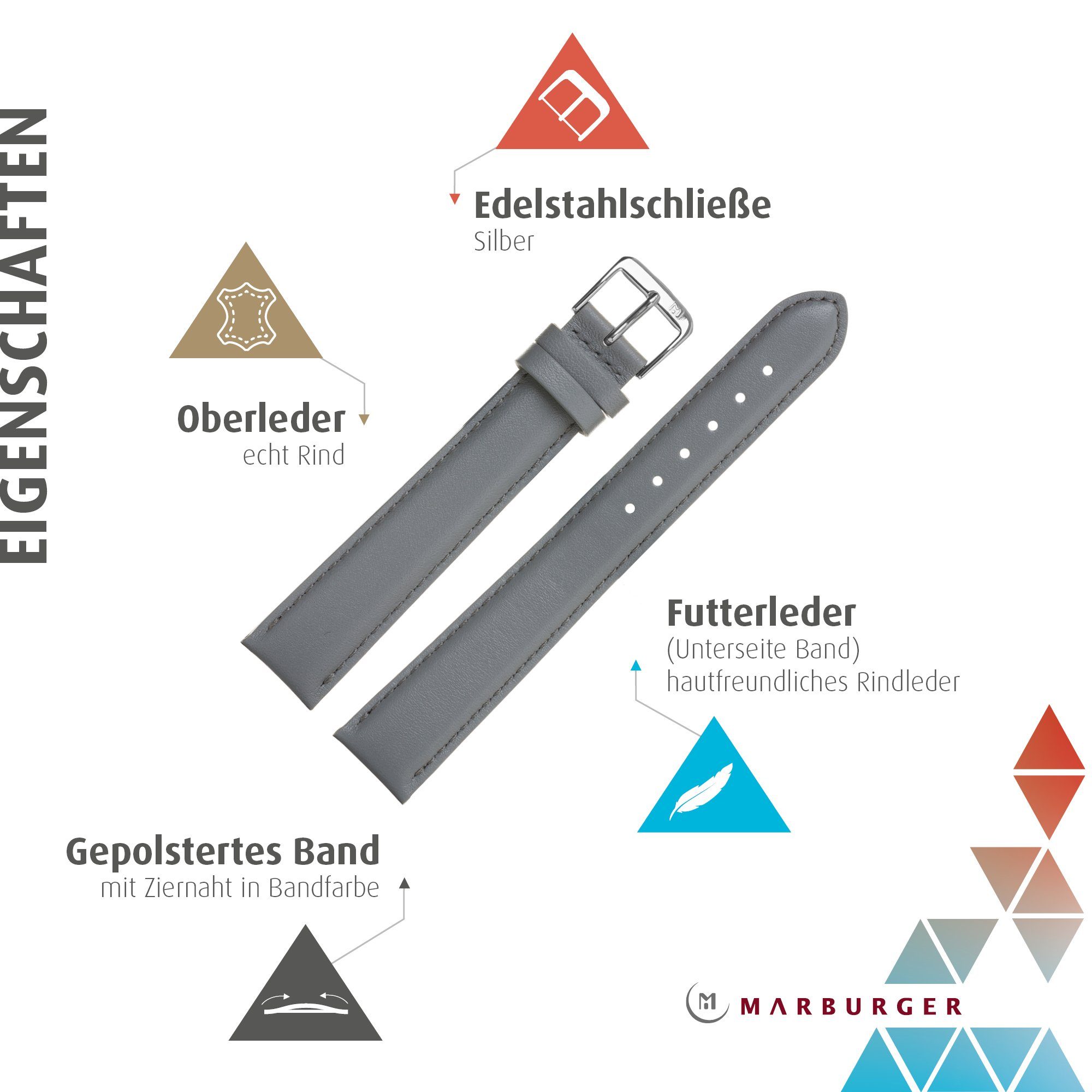 MARBURGER Uhrenarmband 16mm Leder XL Extra günstig online kaufen