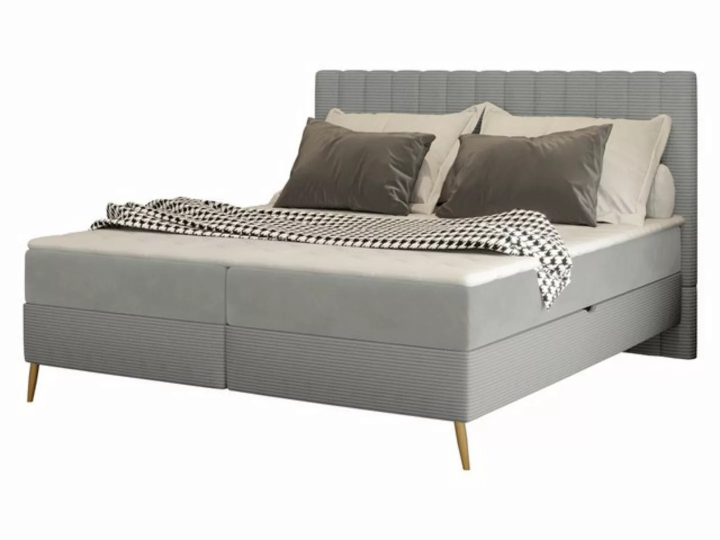 MIRJAN24 Boxspringbett Cindy Cord (mit Hauptmatratze, Topper, Gold Füße), 1 günstig online kaufen