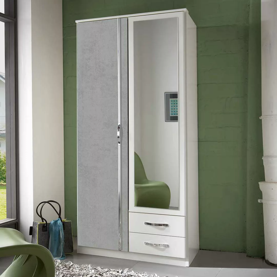 Kleiner Kleiderschrank mit Spiegeltür und Schubladen 91 cm breit günstig online kaufen