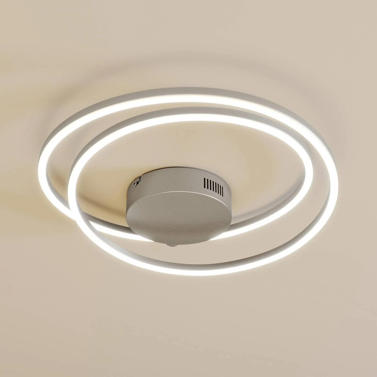 Lindby LED-Deckenlampe Davian, nickelfarben, 49 cm, dimmbar günstig online kaufen