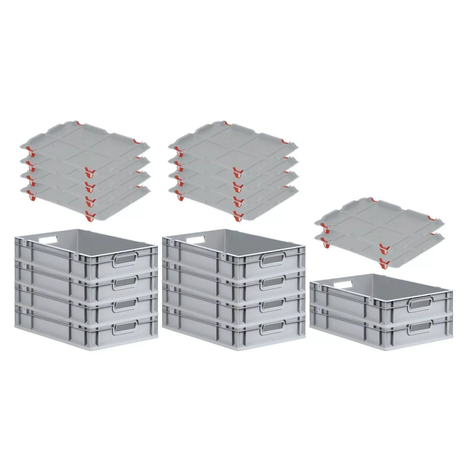 PROREGAL SparSet 10x Eurobox NextGen Grip mit Auflagedeckel mit 4 Roten Sch günstig online kaufen