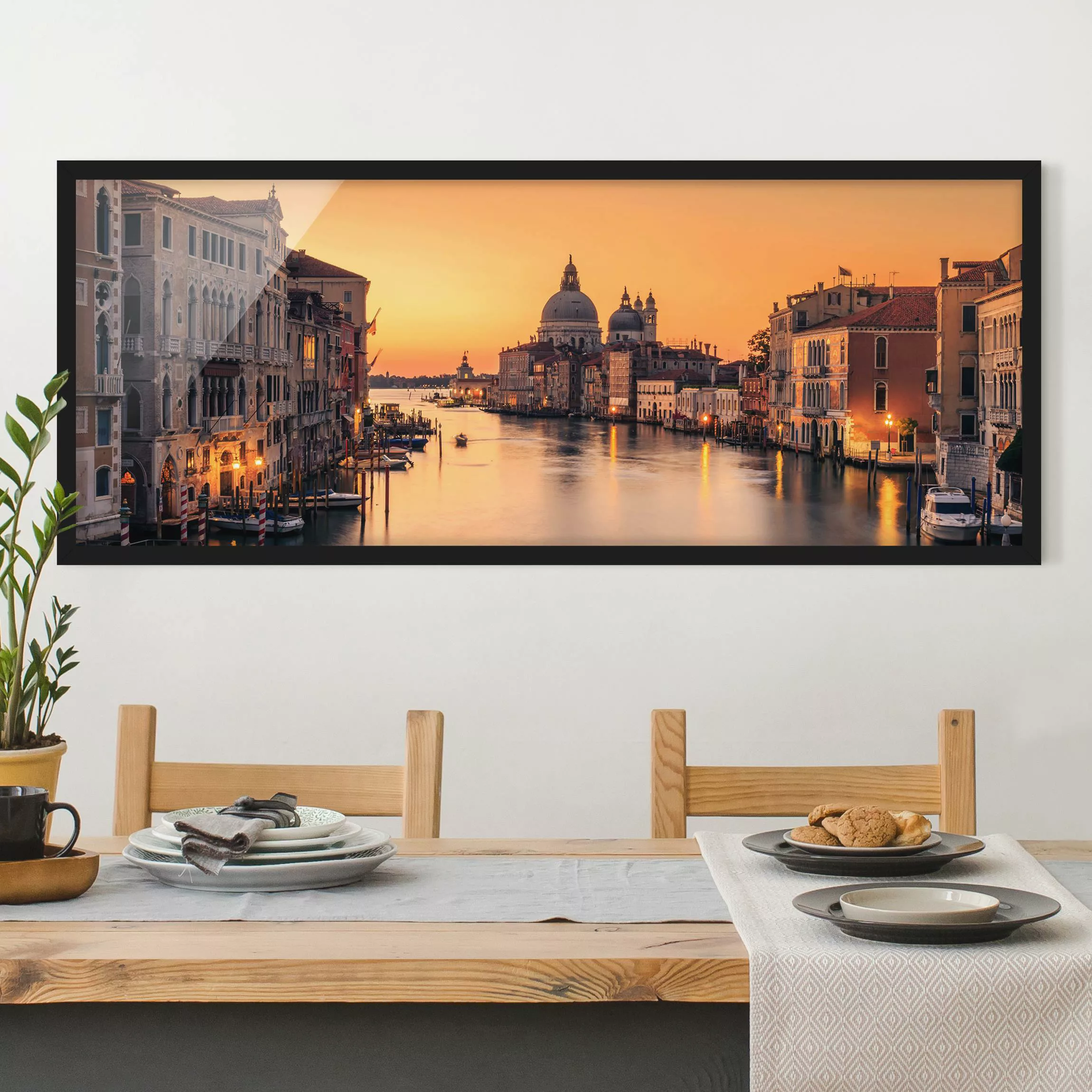 Bild mit Rahmen Architektur & Skyline - Panorama Goldenes Venedig günstig online kaufen