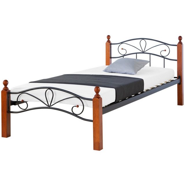 Homestyle4u Metallbett 90x200 Bettgestell Schwarz Einzelbett Jugendbettmit günstig online kaufen