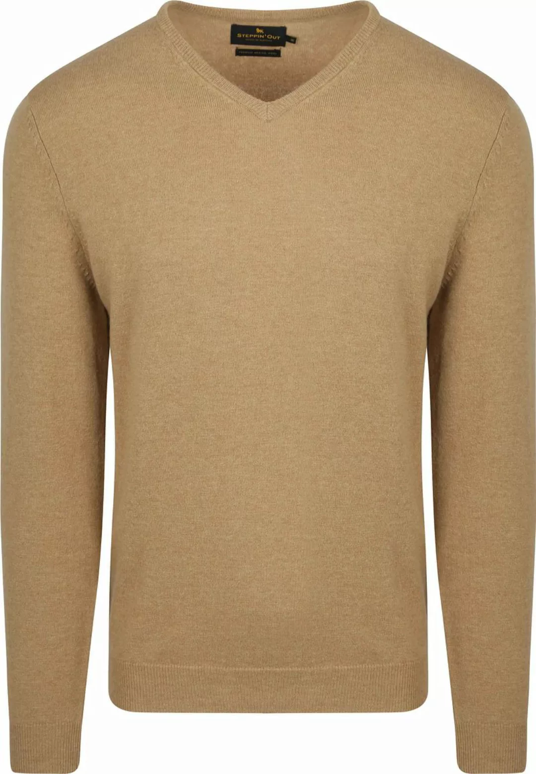 Steppin' Out Pullover V-Ausschnitt Merinowolle Beige - Größe M günstig online kaufen