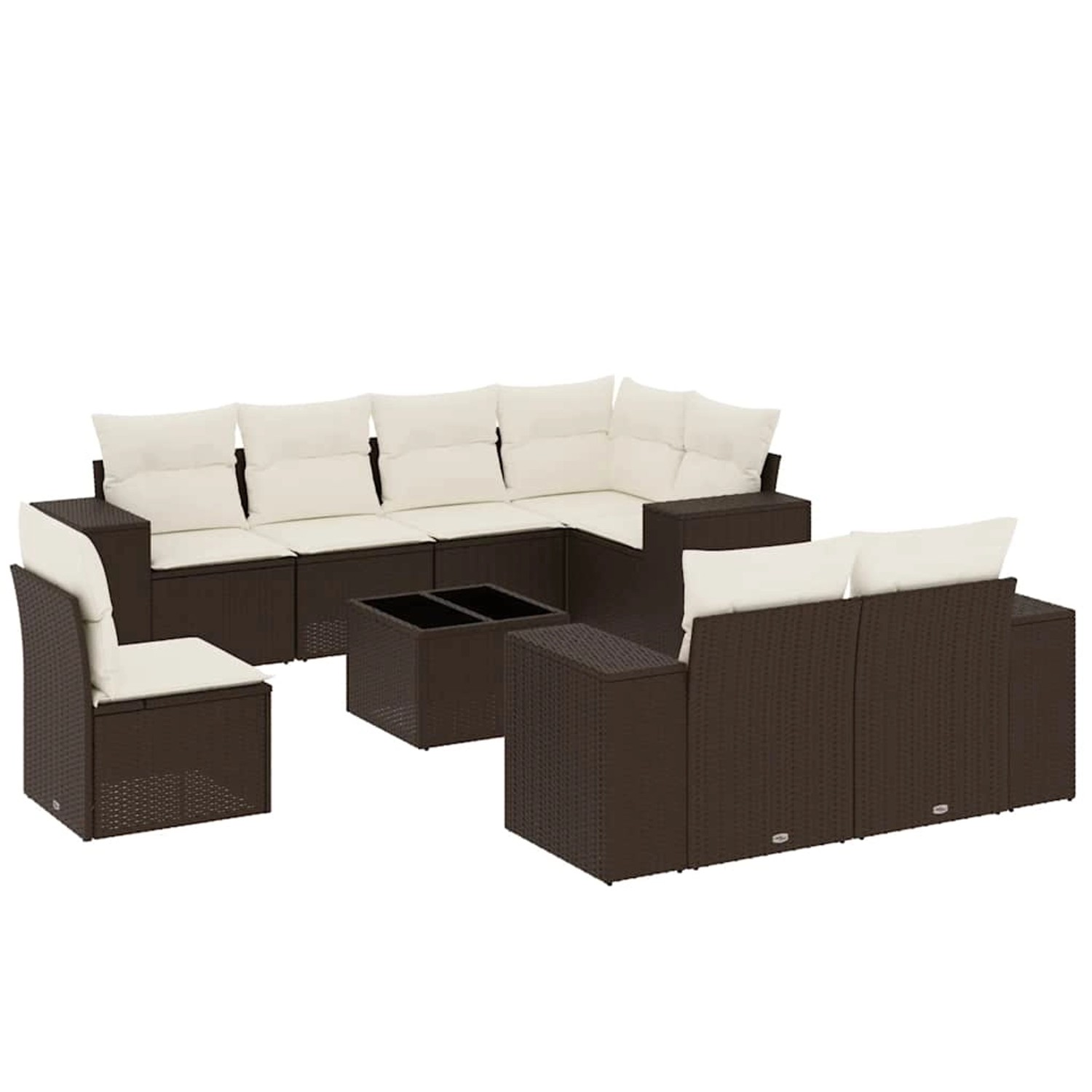 vidaXL 9-Tlg Garten-Sofagarnitur mit Kissen Braun Poly Rattan 3222852 günstig online kaufen