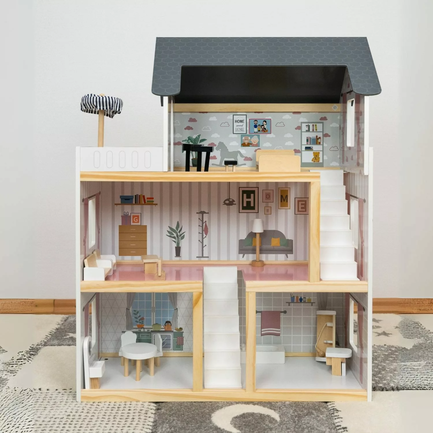 Coemo Puppenhaus LARA, (möbliertes Puppenhaus Holz, günstig online kaufen