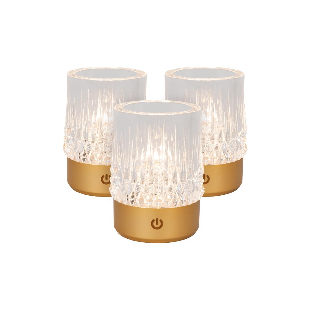 LED Tischleuchte Lili in Transparent-milchig und Gold-matt 3x 3W 240lm günstig online kaufen