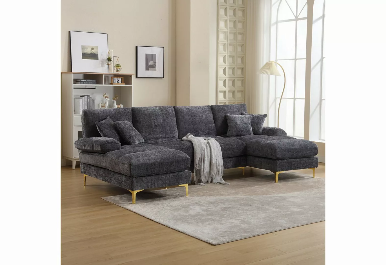 KoDise Sofa modulares Ecksofa Schlafsofa , Chenillestoff, mit Fußstütze&Pol günstig online kaufen