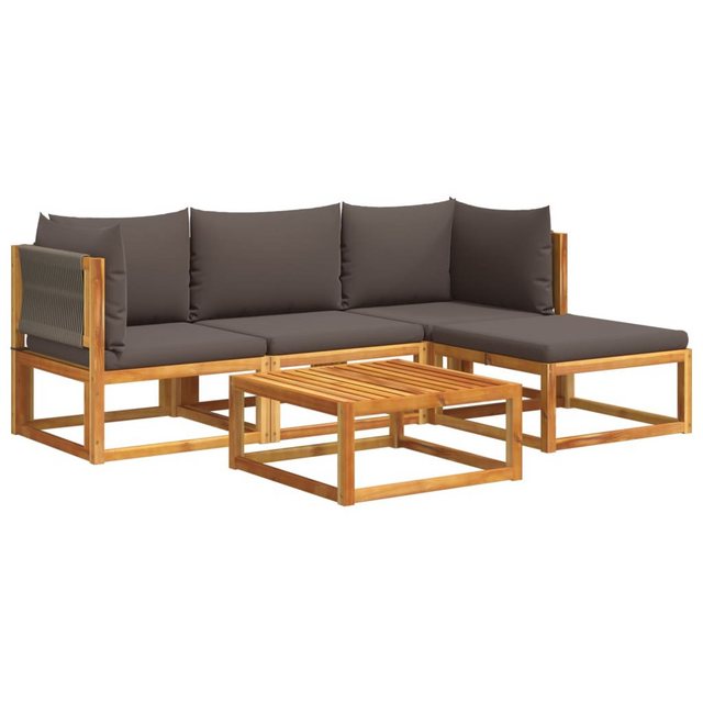 vidaXL Loungesofa 5-tlg. Garten-Sofagarnitur mit Kissen Massivholz Akazie, günstig online kaufen