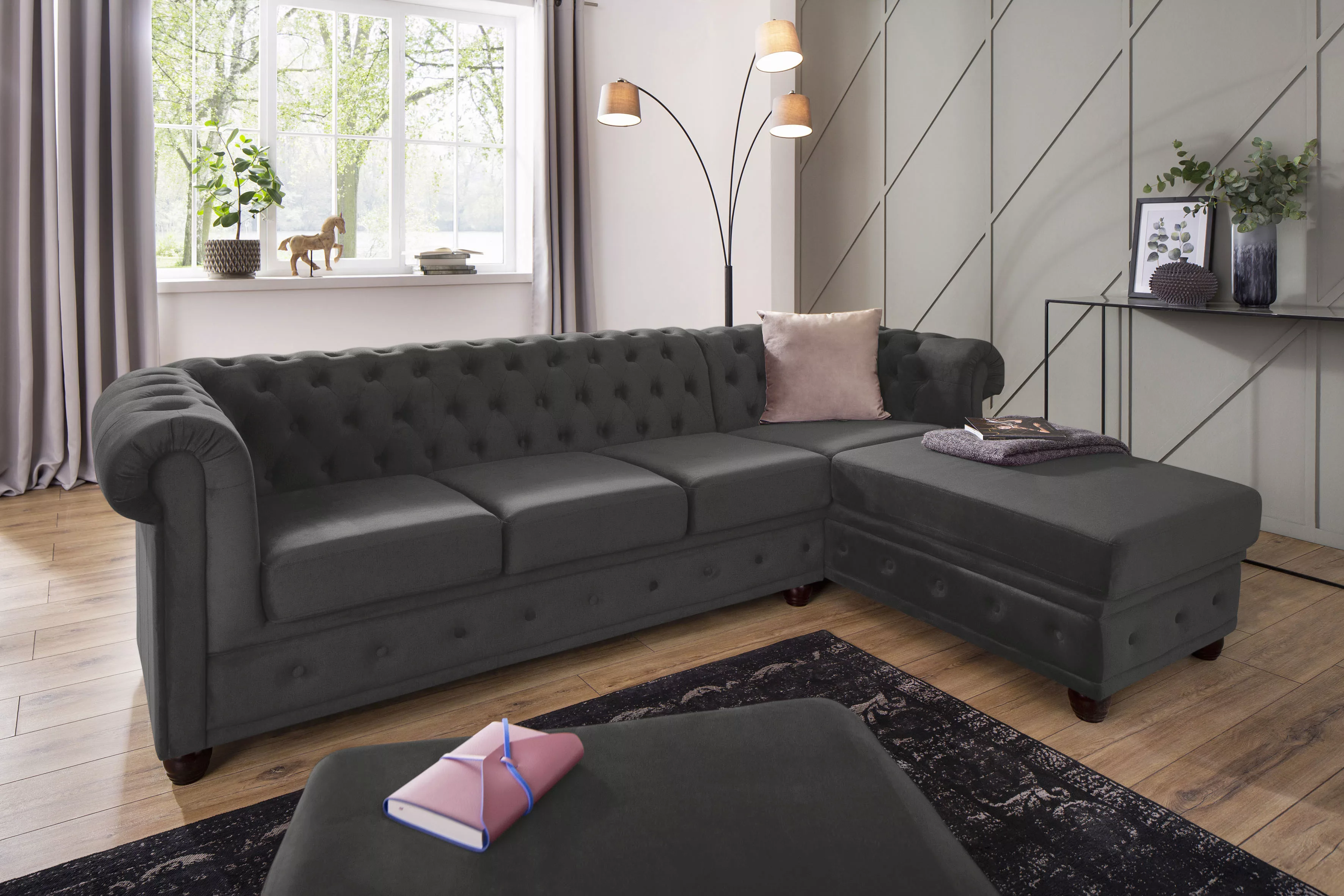 Home affaire Chesterfield-Sofa "New Castle L-Form" günstig online kaufen