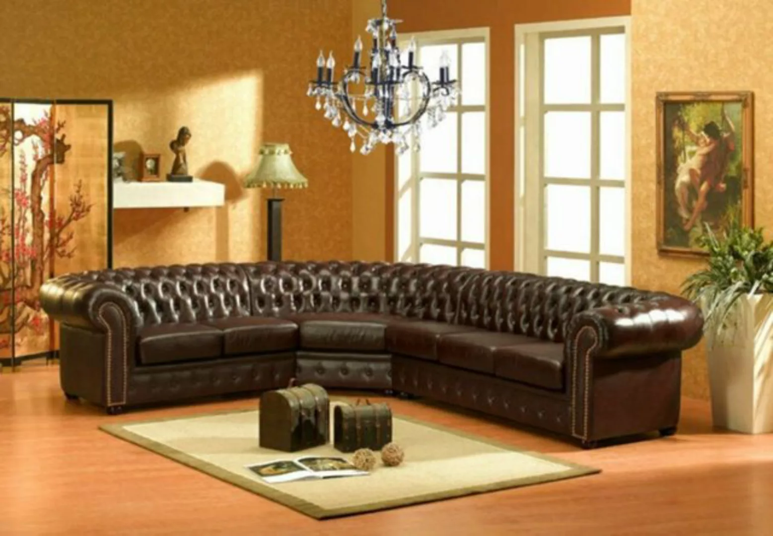 JVmoebel Ecksofa Klassische Eckcouch Polster Ecke Ledersofa Sofa 100% Leder günstig online kaufen