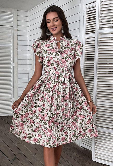 CHENIN Druckkleid Mittellanges Kleid mit Retro-Print Vielseitiges Kleid, Ur günstig online kaufen