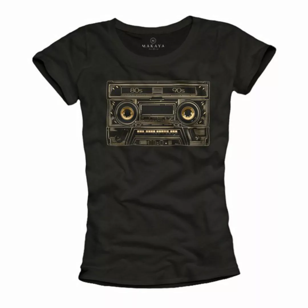 MAKAYA Print-Shirt mit Vintage Aufdruck Hip Hop Tape Rockige Damen Outfits günstig online kaufen