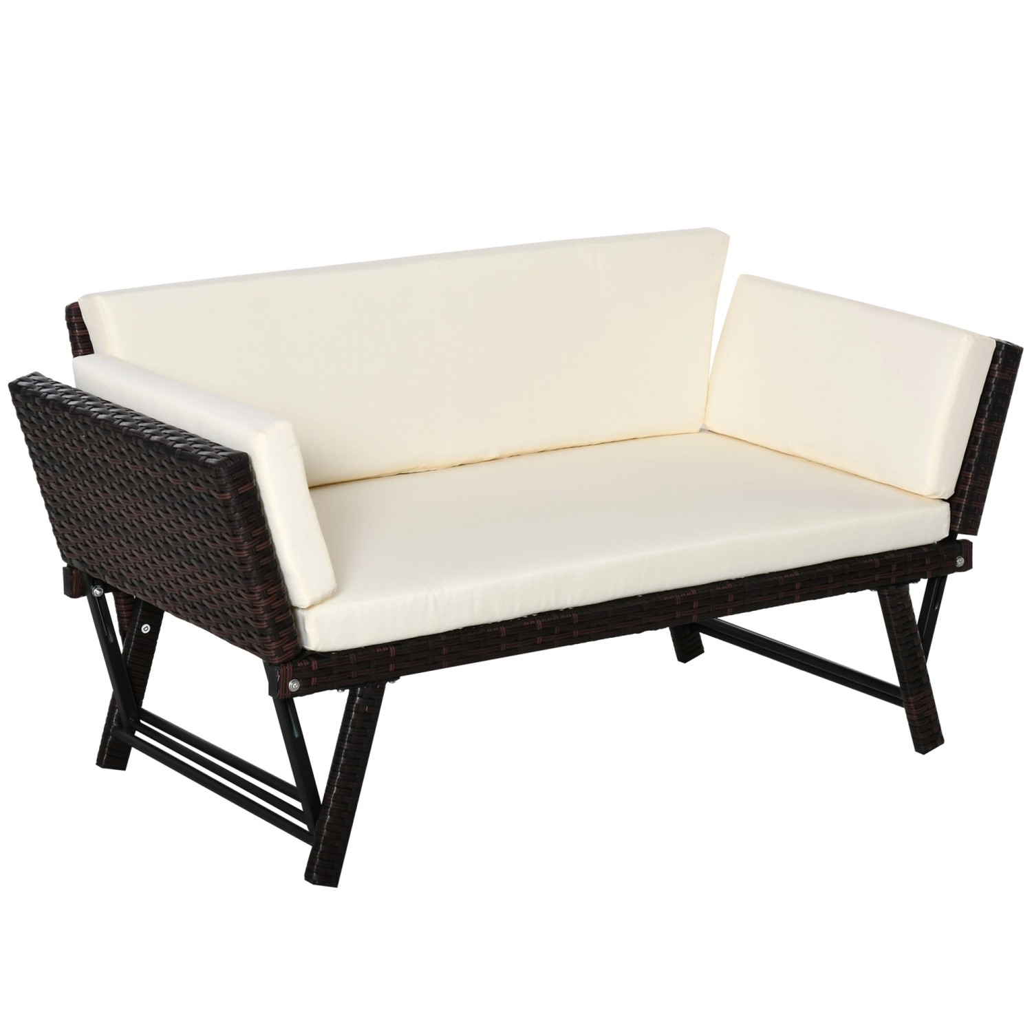 Outsunny Polyrattan Gartensofa 2 Sitzer klappbar Gartenmöbel Loungesofa mit günstig online kaufen