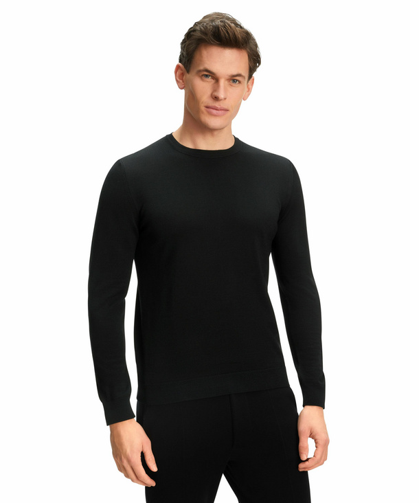 FALKE Herren Pullover Rundhals, 3XL, Schwarz, Uni, Wolle, 60910-300007 günstig online kaufen